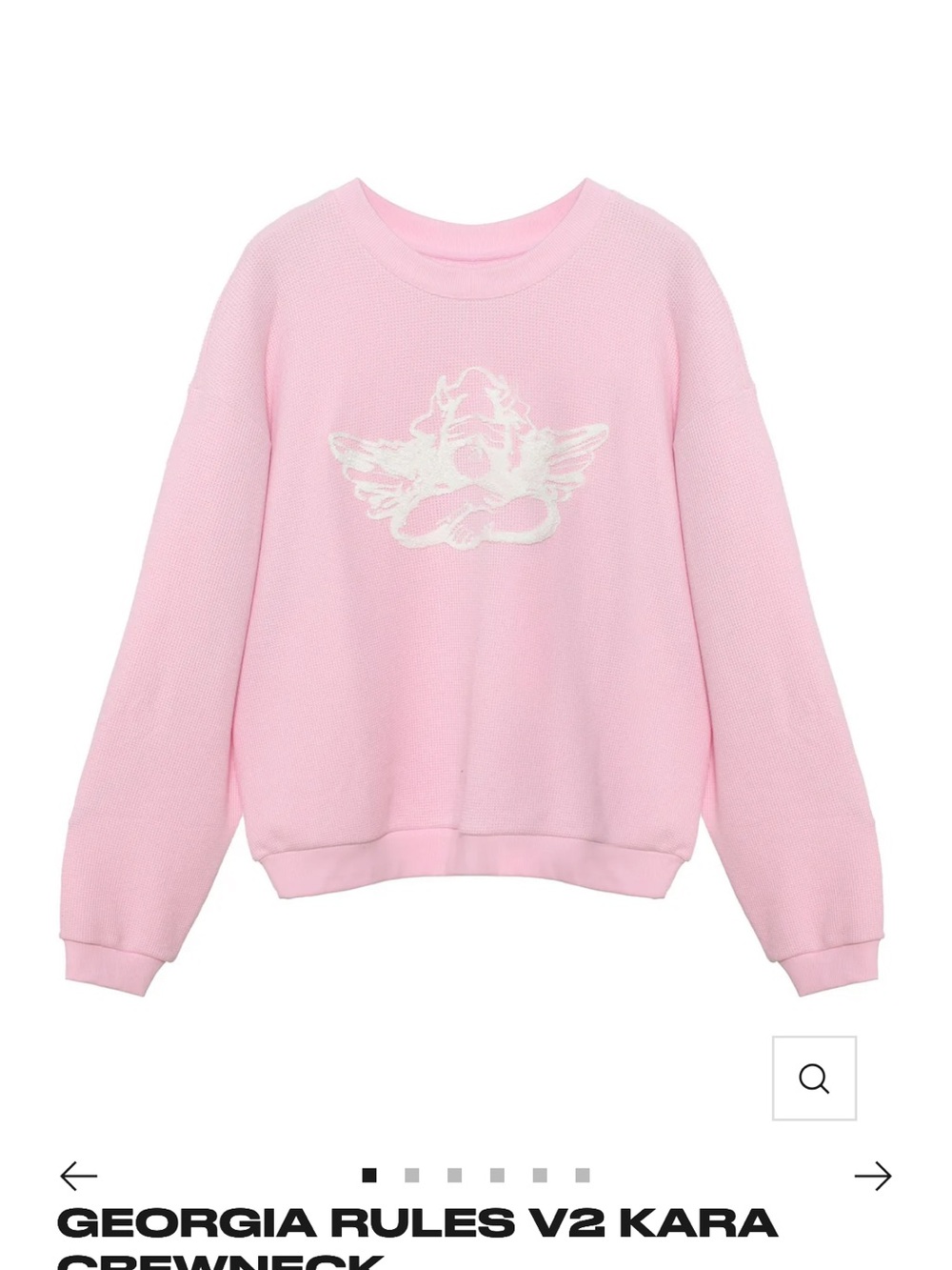 Boys Lie Pink Crewneck Sweater with White Cherub Graphic